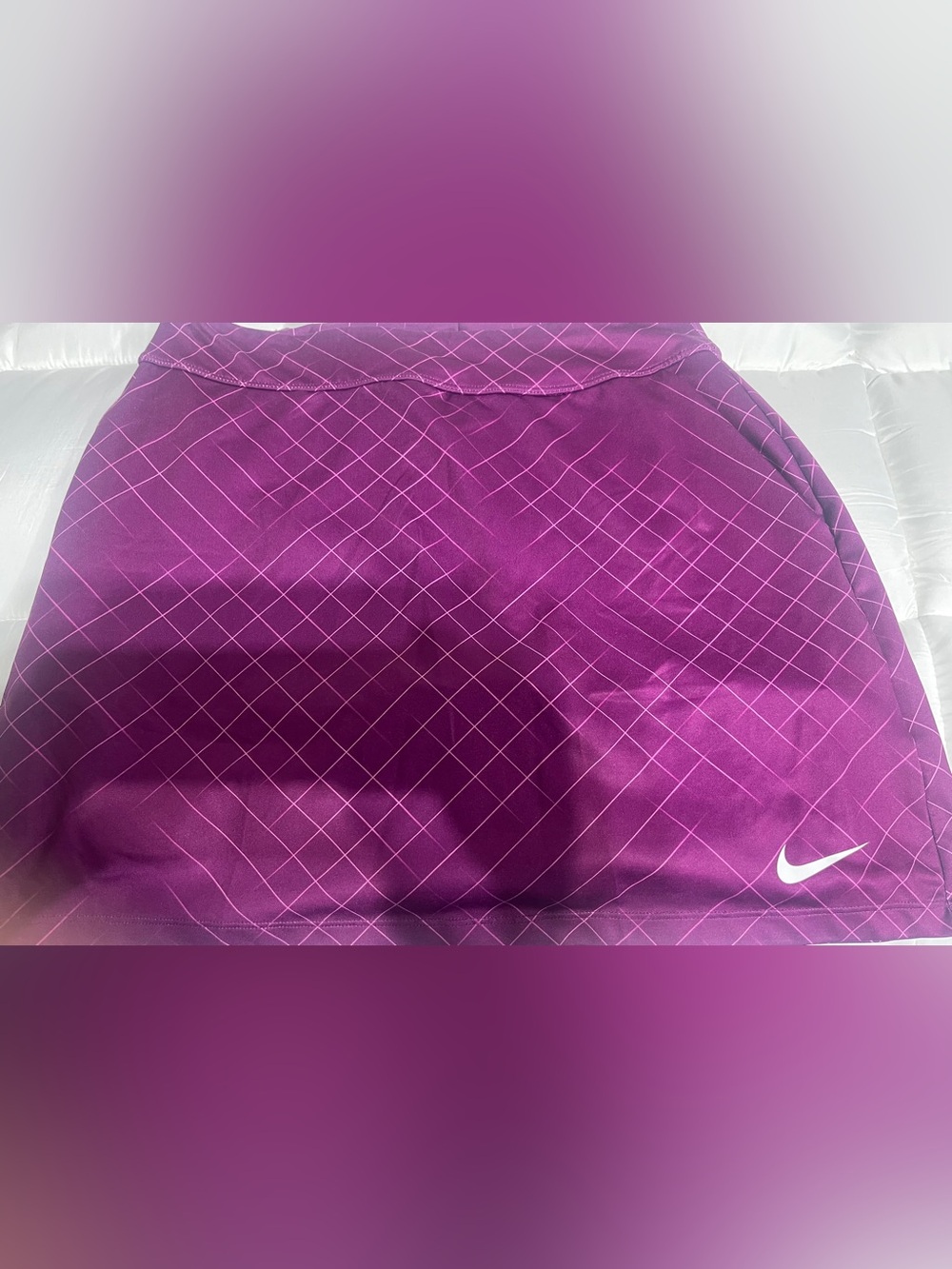 Nike Gold Dri Fit Purple Diamond-Print Athletic Skort.